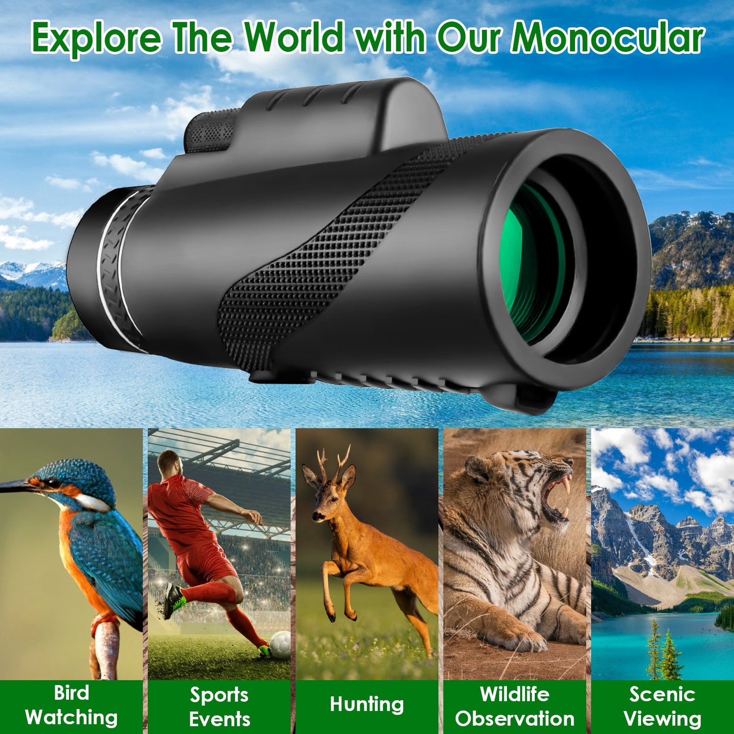 1Pc 80x100 HD Monocular Telescope For Adults BAK-4 Prism High Power Monocular For Smartphone With FMC Lens Phone Adapter Tripod Case For Bird Watching Hunting Hiking Camping