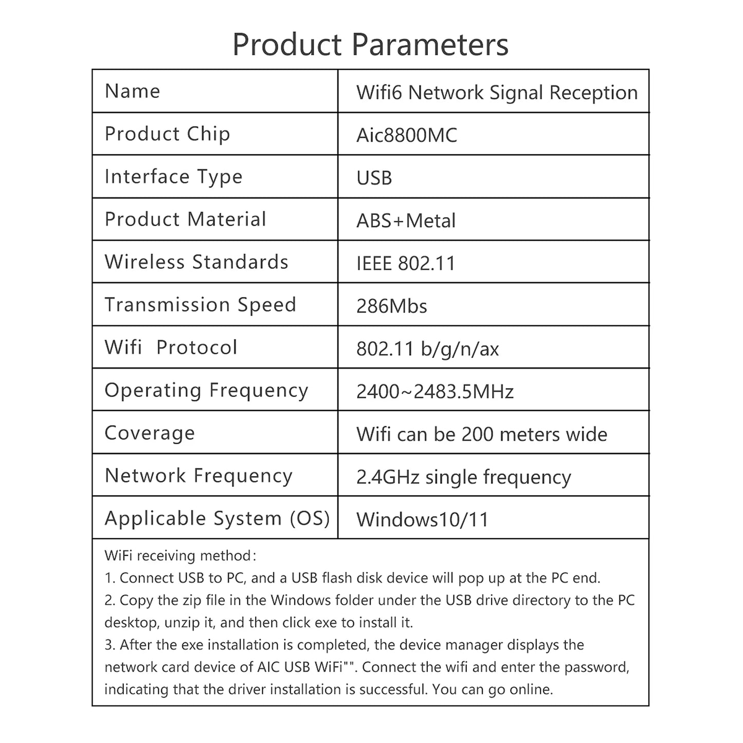 WIFI 6 Network Signal Reception Mini Driver-free Wi-Fi Adapter for PC Deskop Computer 2.4G Network Card USB Plug and Play
