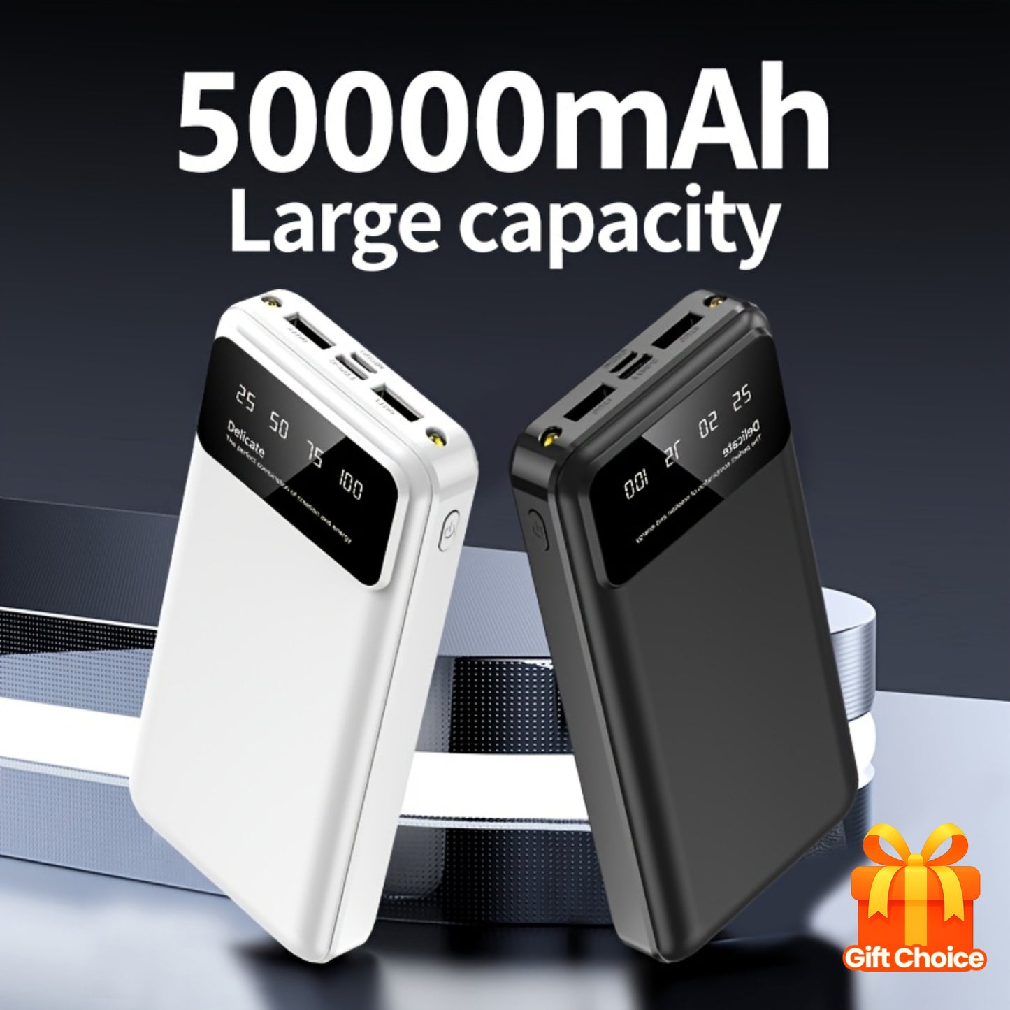 50000mAh Portable Large-capacity Power Bank, Suitable For Charging Mobile Phones/Android Electronics And Other Equipment, Power Distribution LED Display/flashlight, Outdoor Travel Removable Emergency Power Supply Device, Spar