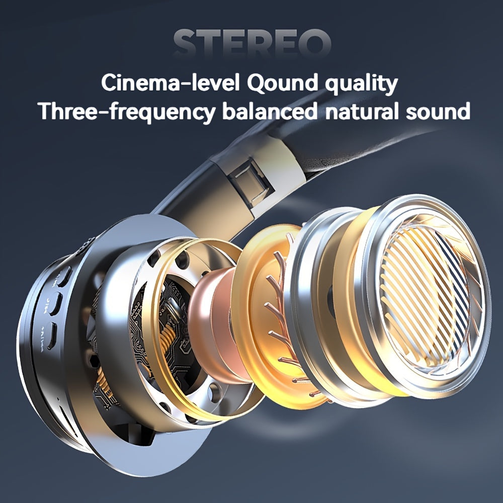 Wireless Gaming Headphones with Noise Reduction and Ambient Lighting Retractable and Foldable Wireless Earbuds