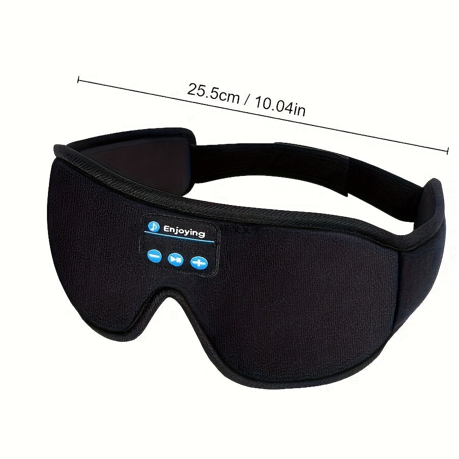 EOWULFROST Wireless Sleep Mask with Wireless Headphones - Wireless Sleeping Headphones, USB-C Charging, Foldable Design, Compatible with Smartphones/Tablets, Ideal for Side/Back Sleepers, Travel, Flights, Trains - Dark Black