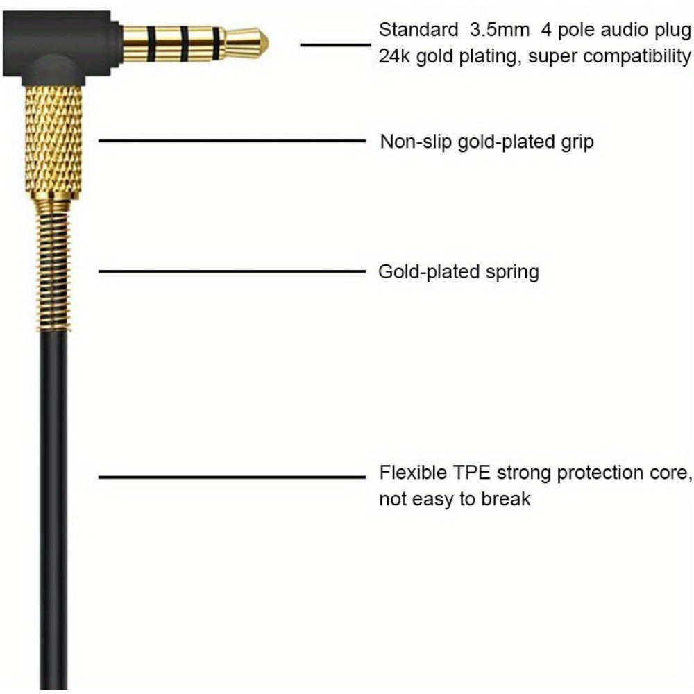 3.5MM Headphones Cable for Marshall Majior II Monitor MID Earphones Replacement Spring Cable, 3.5mm to 3.5mm Spring Audio cable with Mic 90 Degree Right Angle