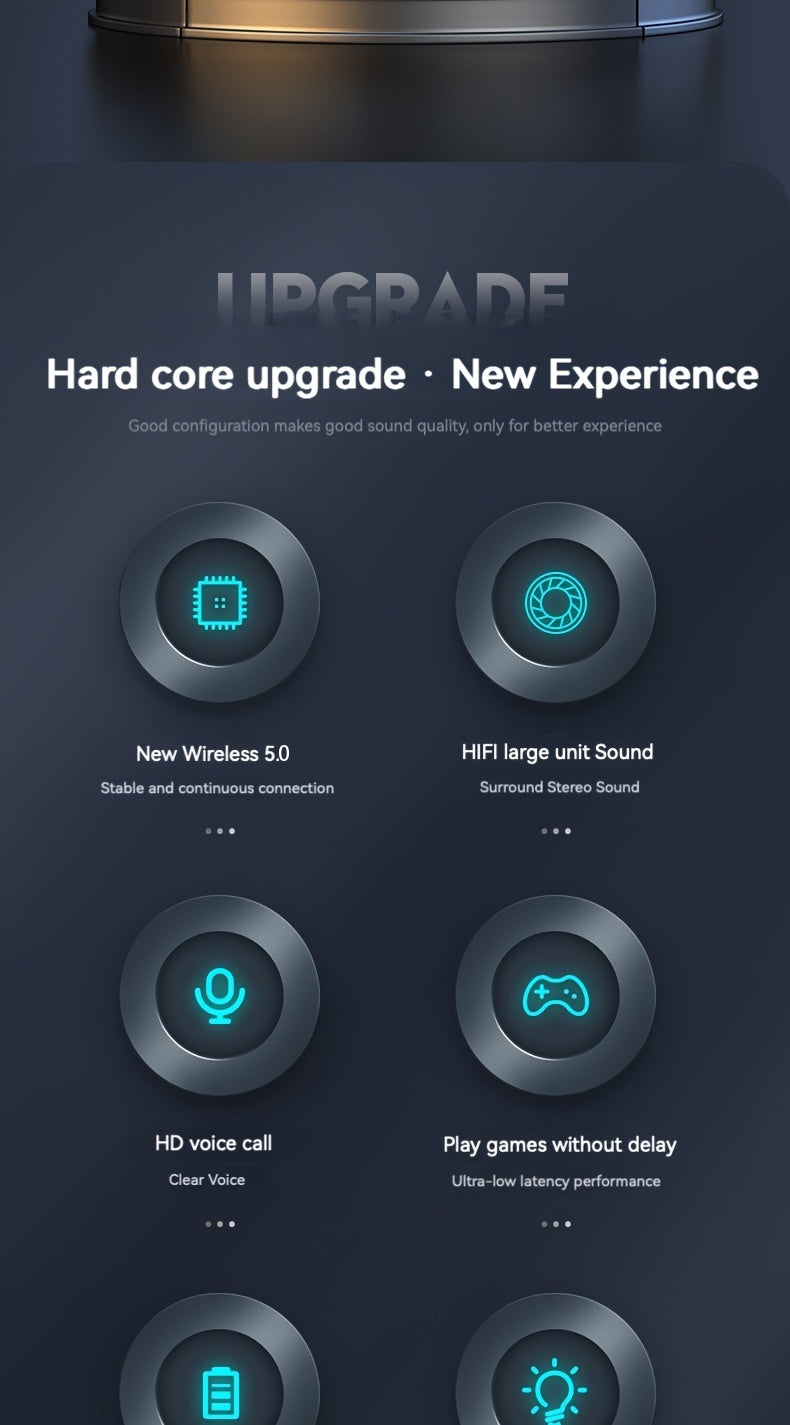 Wireless Gaming Headphones with Noise Reduction and Ambient Lighting Retractable and Foldable Wireless Earbuds