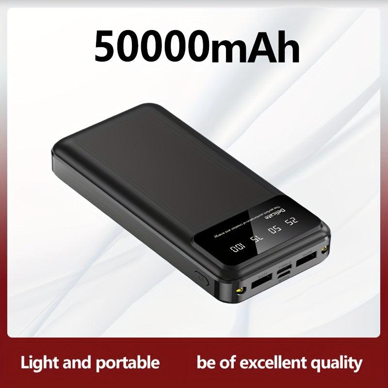 50000mAh Portable Large-capacity Power Bank, Suitable For Charging Mobile Phones/Android Electronics And Other Equipment, Power Distribution LED Display/flashlight, Outdoor Travel Removable Emergency Power Supply Device, Spar
