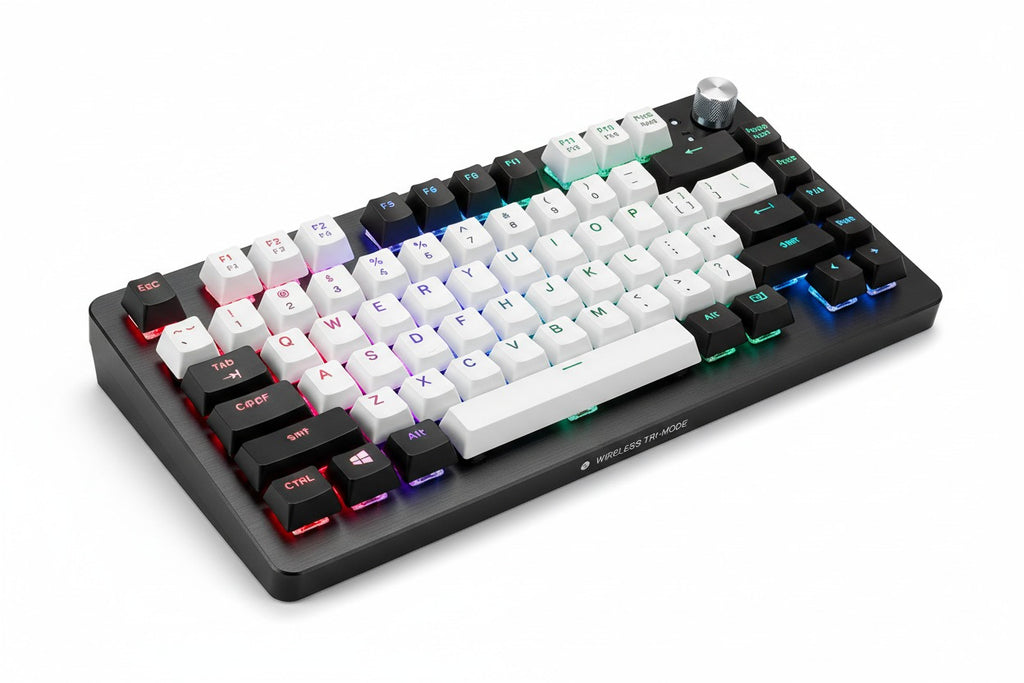 75% Hot Swap Gaming Keyboard Wireless FREEWOL F75 RGB Mechanical Keyboard with Metal Knobs AULA F75 Same Model,Tri-Mode,4000 mAh