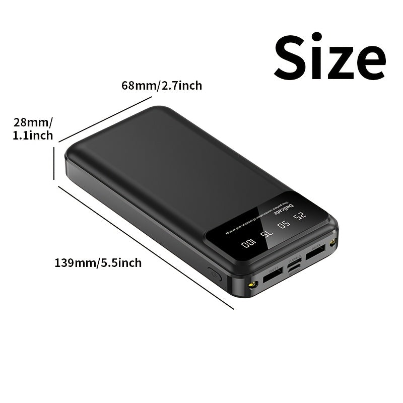50000mAh Portable Large-capacity Power Bank, Suitable For Charging Mobile Phones/Android Electronics And Other Equipment, Power Distribution LED Display/flashlight, Outdoor Travel Removable Emergency Power Supply Device, Spar