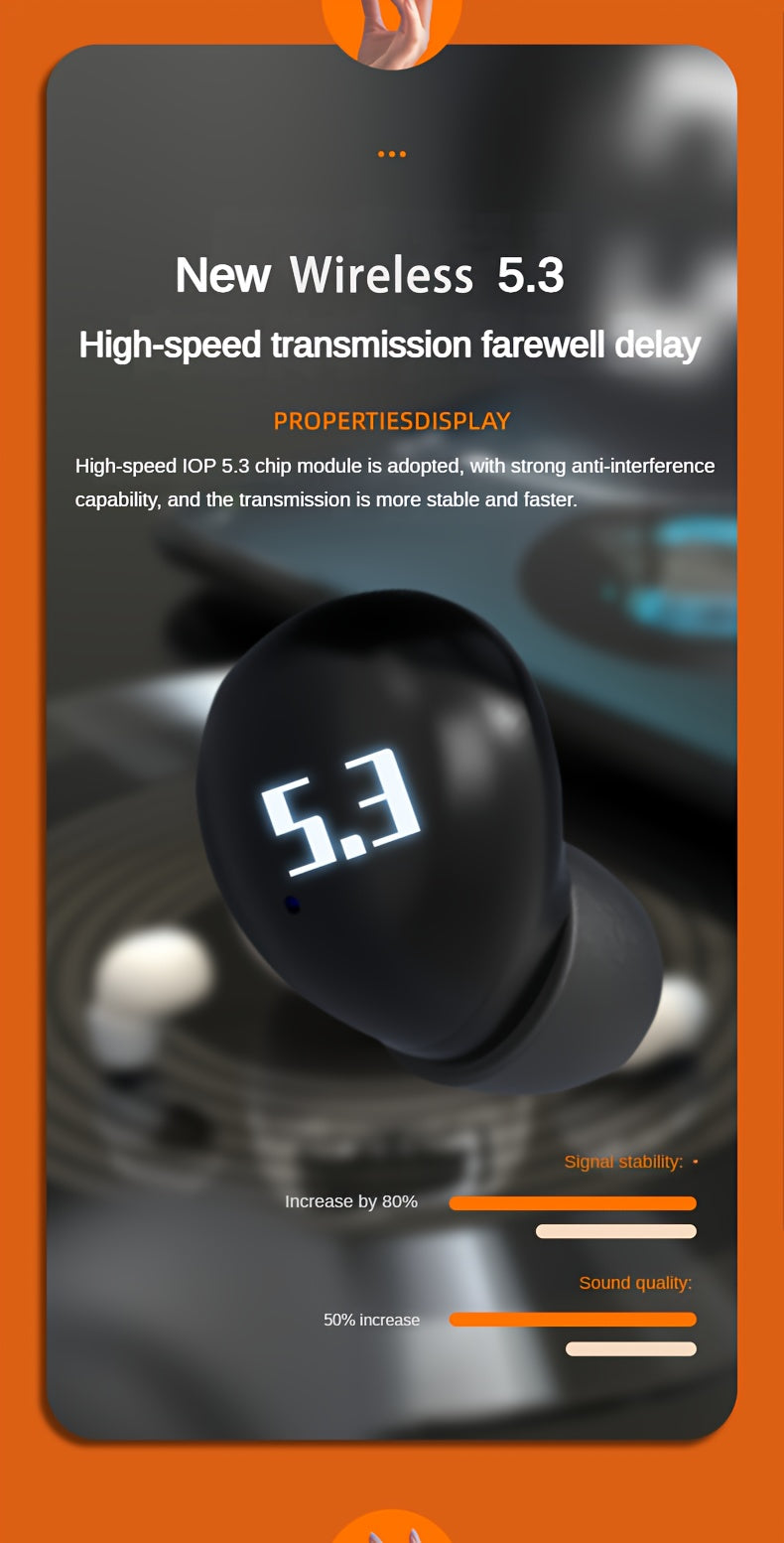 Mini Headphones 5.3 True Wireless In-Ear Earphones, Noise Cancelling,Invisible,HiFi Sound Quality, Sport,sport,sleep, In-Class Invisible Wear