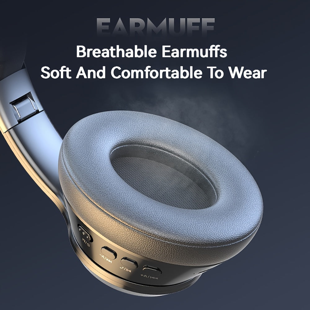 Wireless Gaming Headphones with Noise Reduction and Ambient Lighting Retractable and Foldable Wireless Earbuds