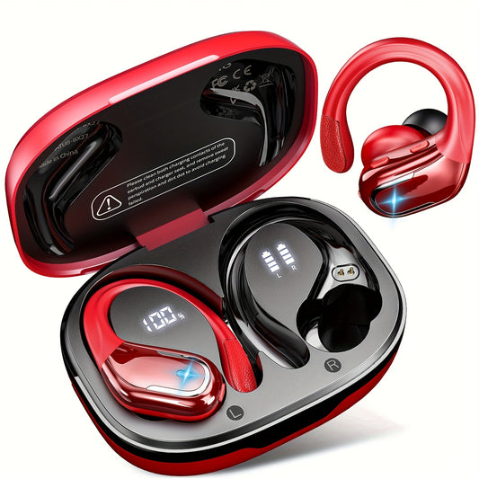 LIFEBEE New Wireless Earbuds for Running Sports, Wireless Earphones with Earhooks Pure Bass Sound, Over Ear Headphones with Dual-LED Display, Noise Cancelling Headset Earphones Built-in Microphone
