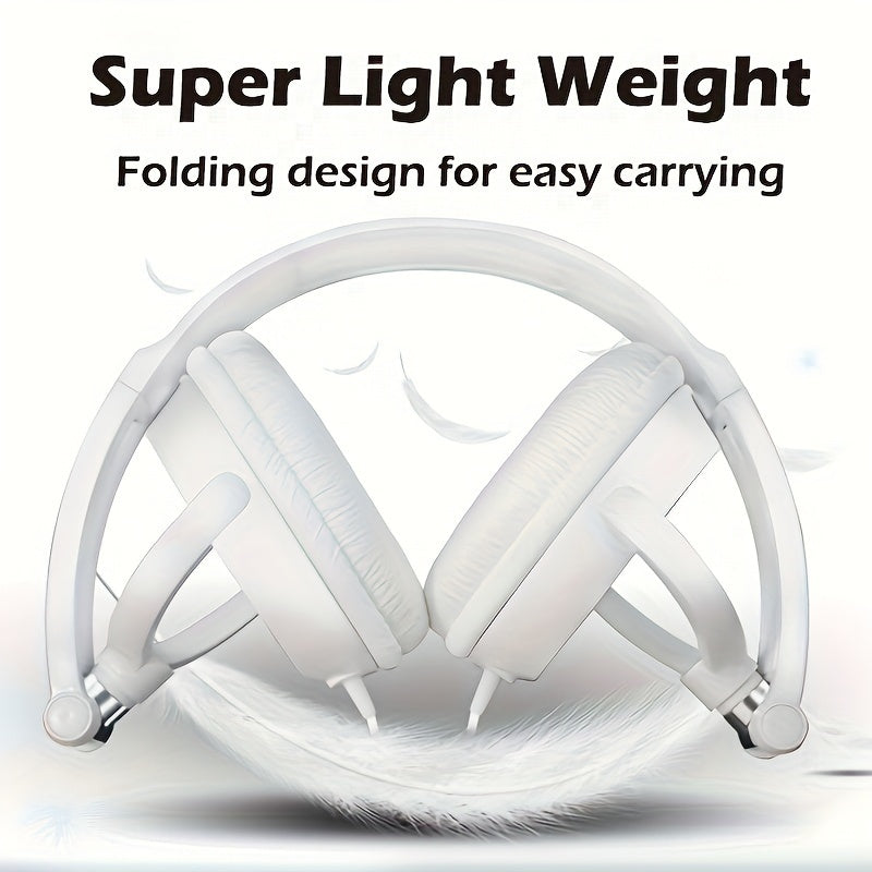 Wired Headphones, Foldable Bass With Microphone, Headset, 47.24inch Cable, 3.55mm Plug