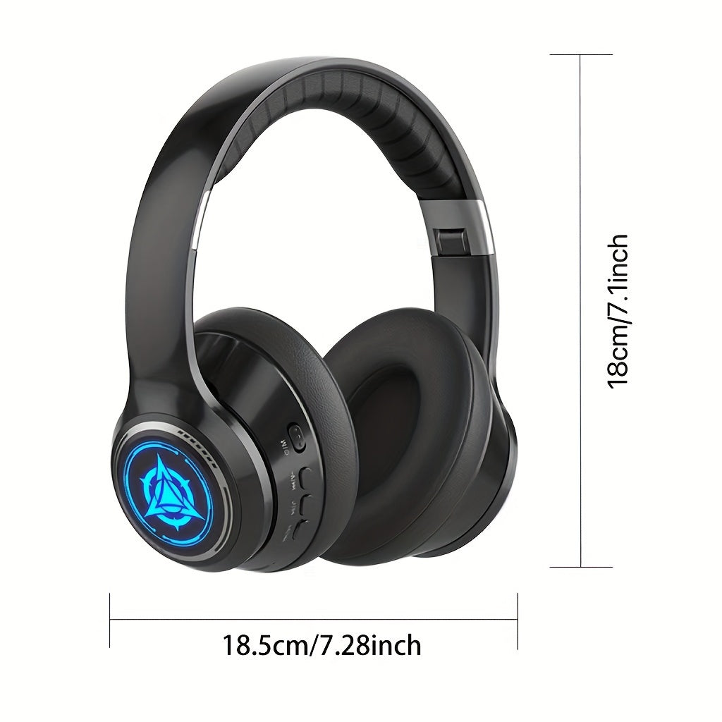 Wireless Gaming Headphones with Noise Reduction and Ambient Lighting Retractable and Foldable Wireless Earbuds