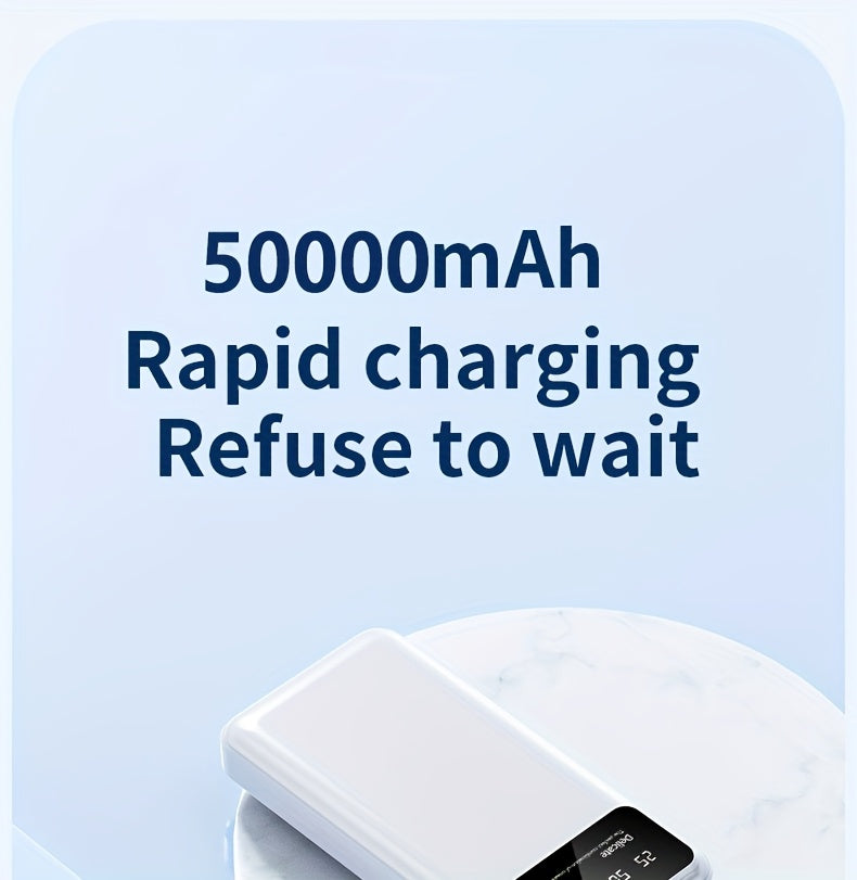 50000mAh Portable Large-capacity Power Bank, Suitable For Charging Mobile Phones/Android Electronics And Other Equipment, Power Distribution LED Display/flashlight, Outdoor Travel Removable Emergency Power Supply Device, Spar