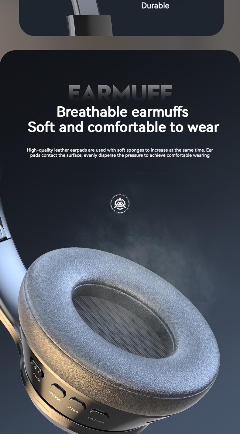 Wireless Gaming Headphones with Noise Reduction and Ambient Lighting Retractable and Foldable Wireless Earbuds