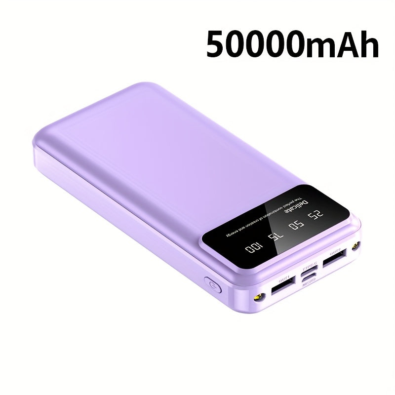 50000mAh Portable Large-capacity Power Bank, Suitable For Charging Mobile Phones/Android Electronics And Other Equipment, Power Distribution LED Display/flashlight, Outdoor Travel Removable Emergency Power Supply Device, Spar