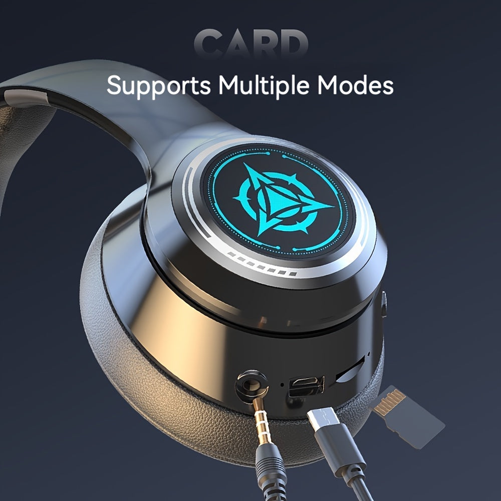 Wireless Gaming Headphones with Noise Reduction and Ambient Lighting Retractable and Foldable Wireless Earbuds