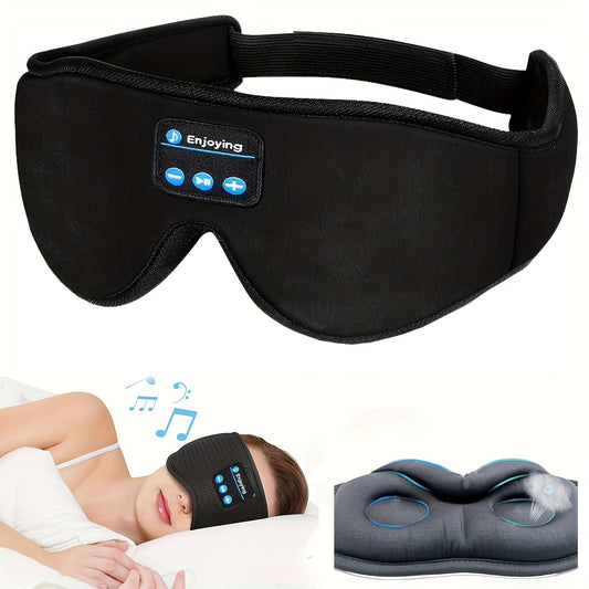 EOWULFROST Wireless Sleep Mask with Wireless Headphones - Wireless Sleeping Headphones, USB-C Charging, Foldable Design, Compatible with Smartphones/Tablets, Ideal for Side/Back Sleepers, Travel, Flights, Trains - Dark Black