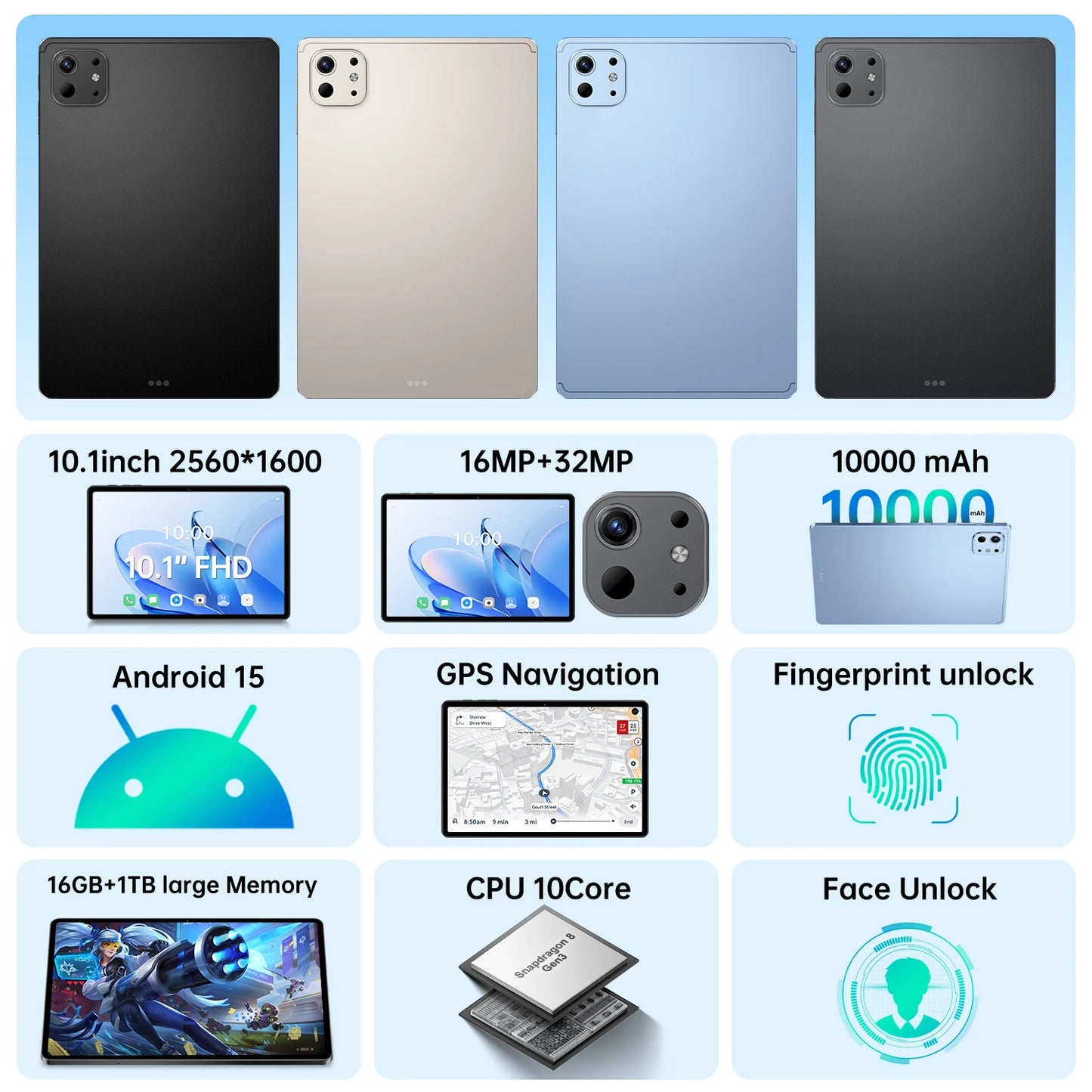 2025 new original Pad Pro13 tablet Snapdragon 10.1-inch high-definition screen global 10000mAh 5G dual card WiFi tablet