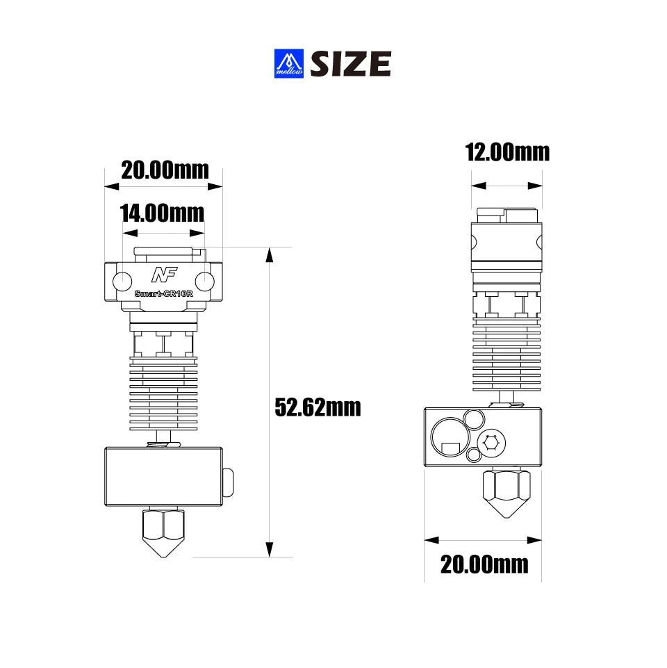 Mellow 3D Printer Parts All Metal NF Smart-CR10 V2.0 Titanium Heat Break Hotend Extruder Kit For Upgrade Creality Ender 3 Aquila