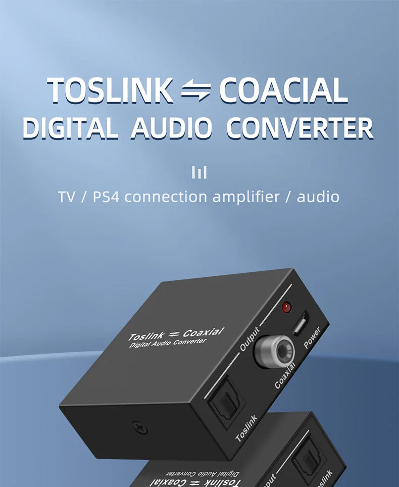 Digital audio converter Bi-directional RCA Digital coaxial to optical toslink converter Optical SPDIF Toslink to Coaxial