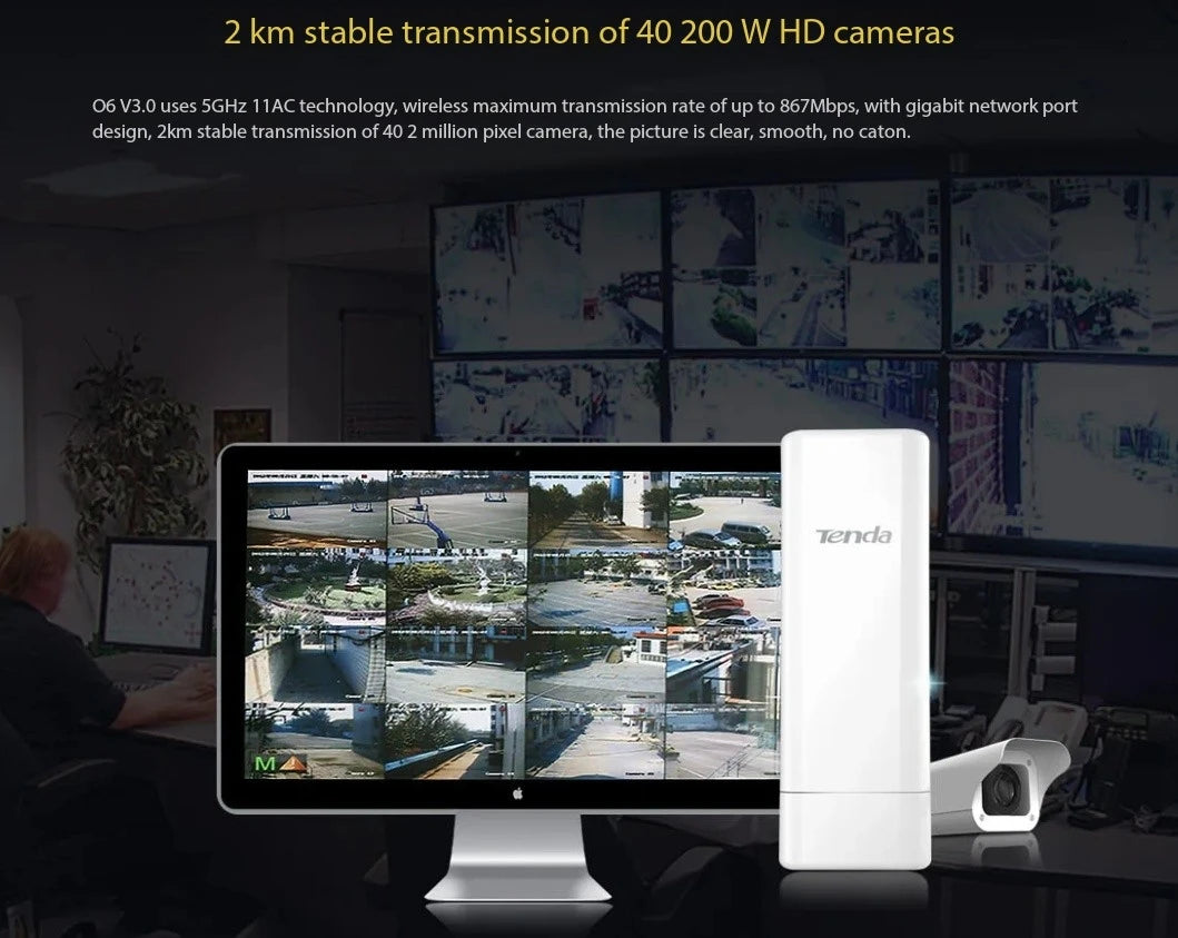 Tenda O6 AC 5.8GHz 11AC Outdoor Long Range CPE Router AP 433 Mbps Upto 10KM