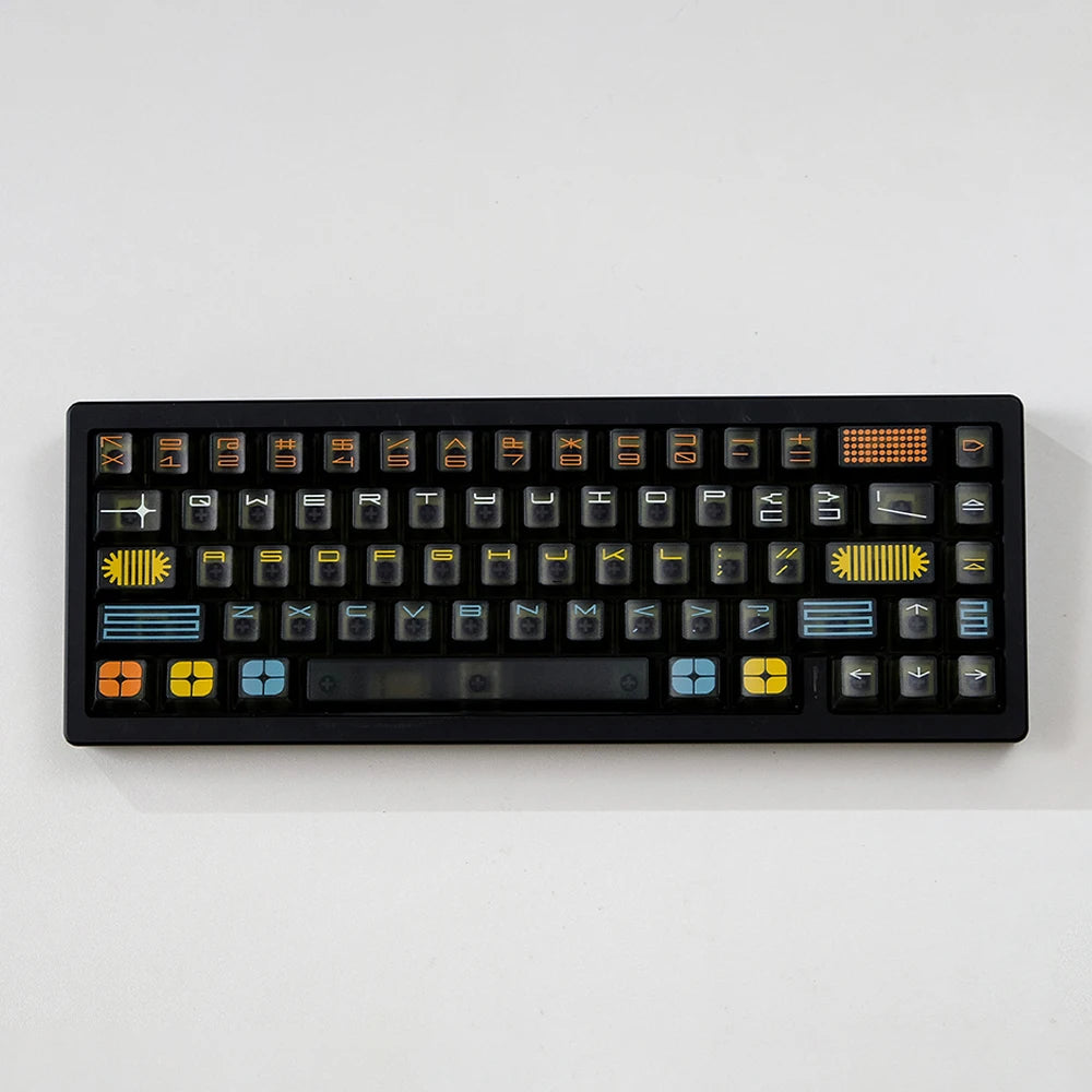 Exposition theme Keycaps 122 keys Black Comic Cherry Profile Transparent keycaps For MX 61/68/87/96/104 Mechanical Keyboard