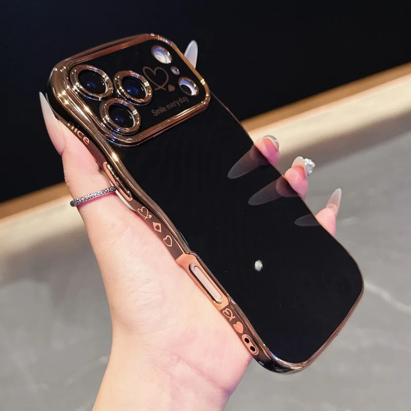 Side Love Electroplating Case For iPhone 17 Pro Max 17 Air 16 15 14 Plus 13 12 11 Pro Max 17Pro Max Cover Lens Shockproof Bumper