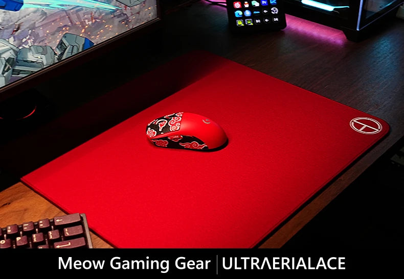 1 Piece Meow Gaming Gear MGG Ultraerialace Ultraaceaim UA Esports Game Mouse Pad Rough Textured Red Large Size Mouse Mat