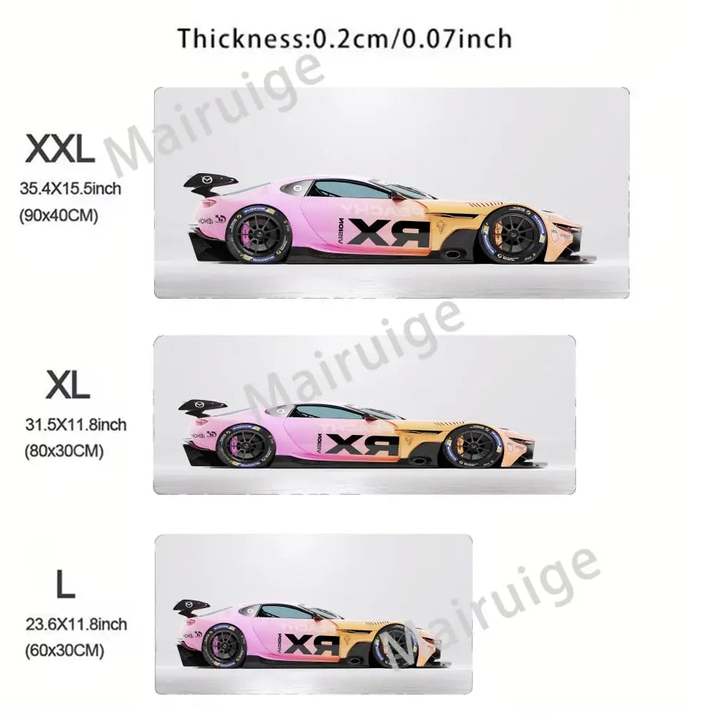Large White Sports Car Design Gaming Mouse Pad Anti-Slip Rubber Base Extended Desk Mat for Gamer Office Use Computer Accessories