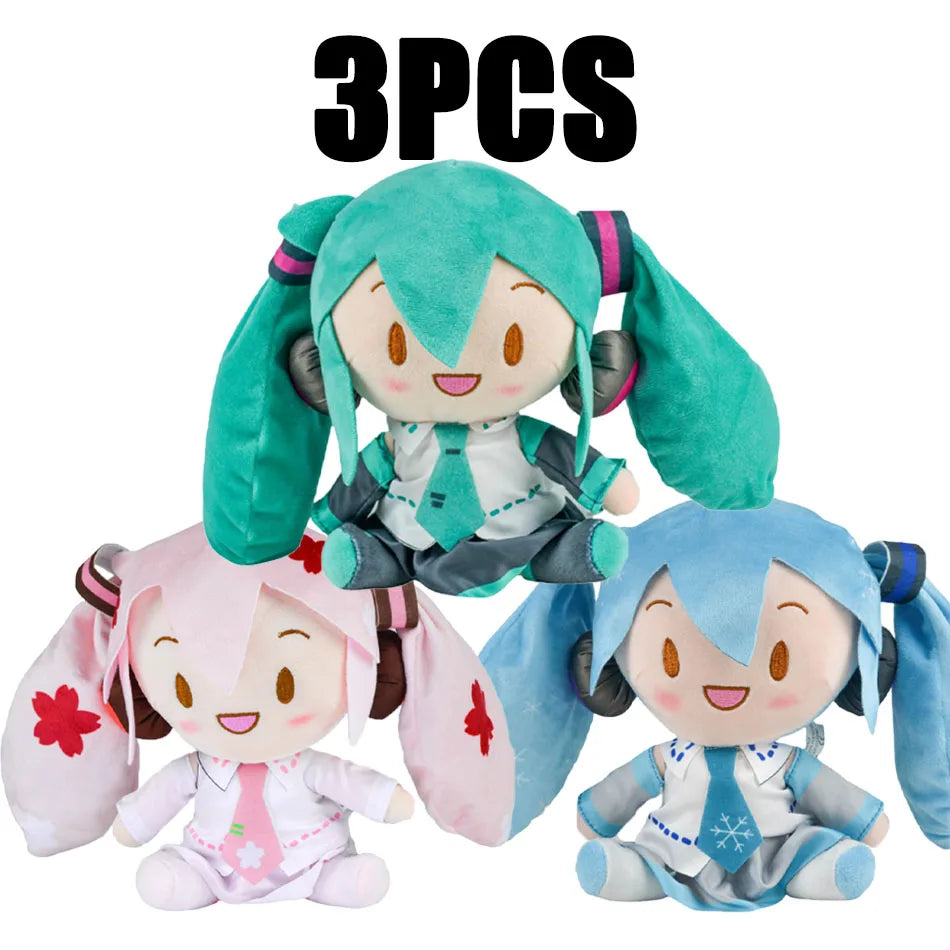 Cartoon 20cm Hatsune Miku Plush Doll Toy Anime sakura Miku snow Miku Character Kawaii Sitting posture Fufu Kids Christmas Gift