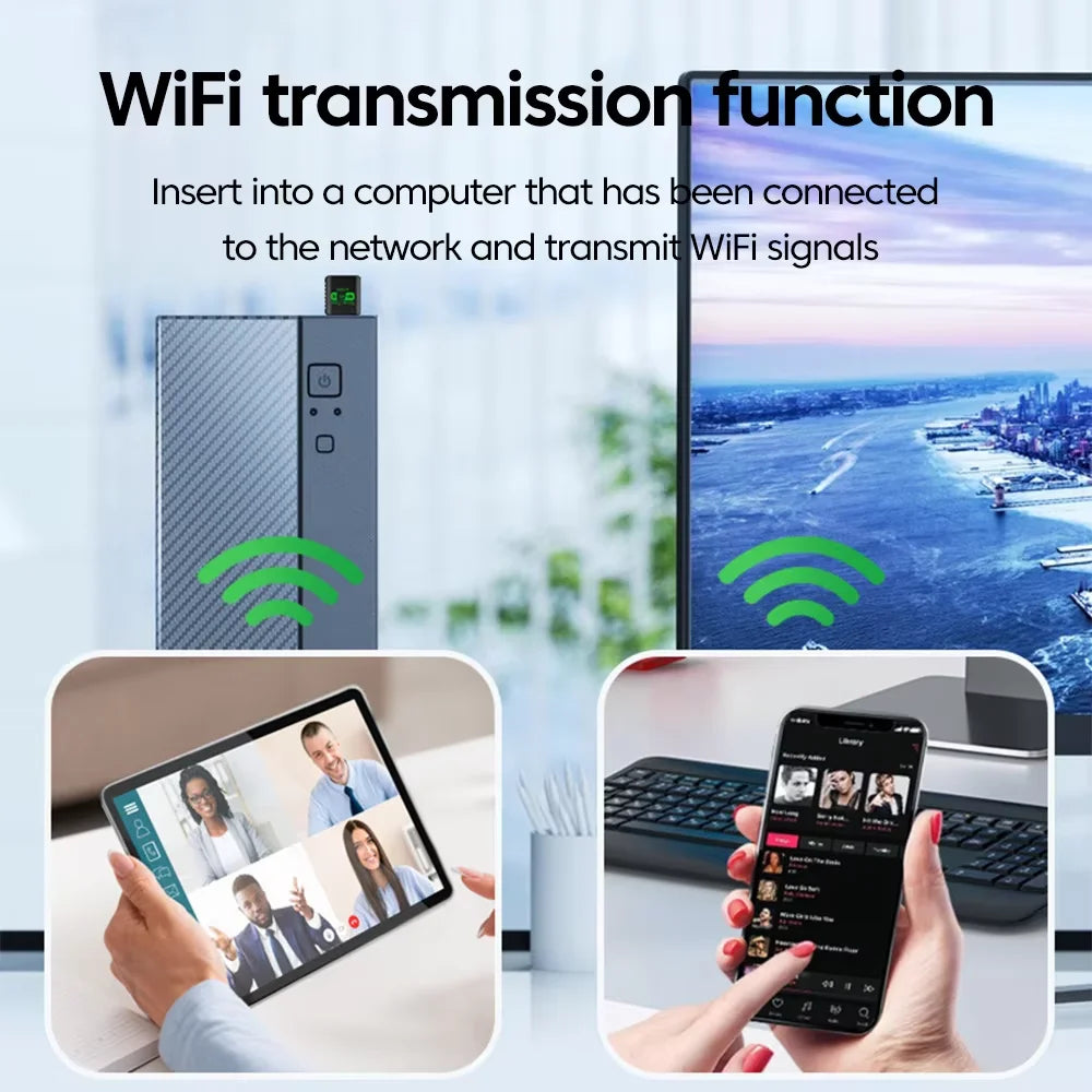 900Mbps USB WiFi Bluetooth 5.4 Adapter 2in1 Dongle Dual Band 2.4G 5GHz USB WiFi 6 Network Wireless Wlan Receiver DRIVER FREE