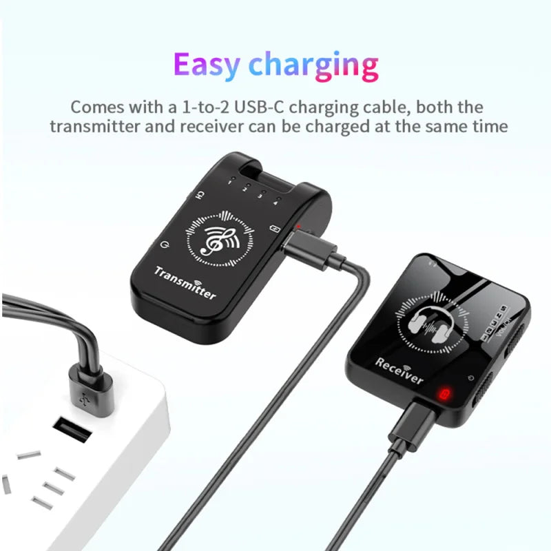 Wireless IEM System Transmitter Receiver 2.4GHz ISM Band Wireless Ear Monitor Automatic Pairing Plug Play Universal Accessories