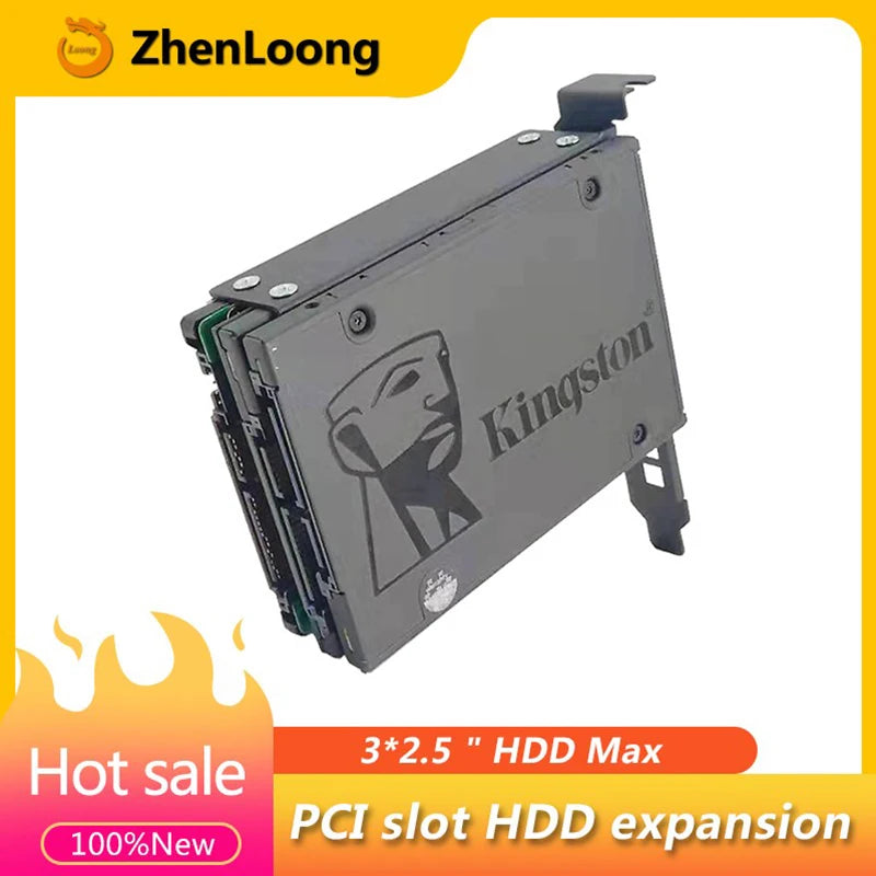 ZhenLoong PCIe/PCI Slot 2.5" Inch Hard Disk Bracket HDD to PC Case Chassis Rear Panel Cover Expansion SATA SSD Adapters Metal