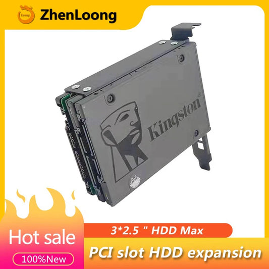 ZhenLoong PCIe/PCI Slot 2.5" Inch Hard Disk Bracket HDD to PC Case Chassis Rear Panel Cover Expansion SATA SSD Adapters Metal