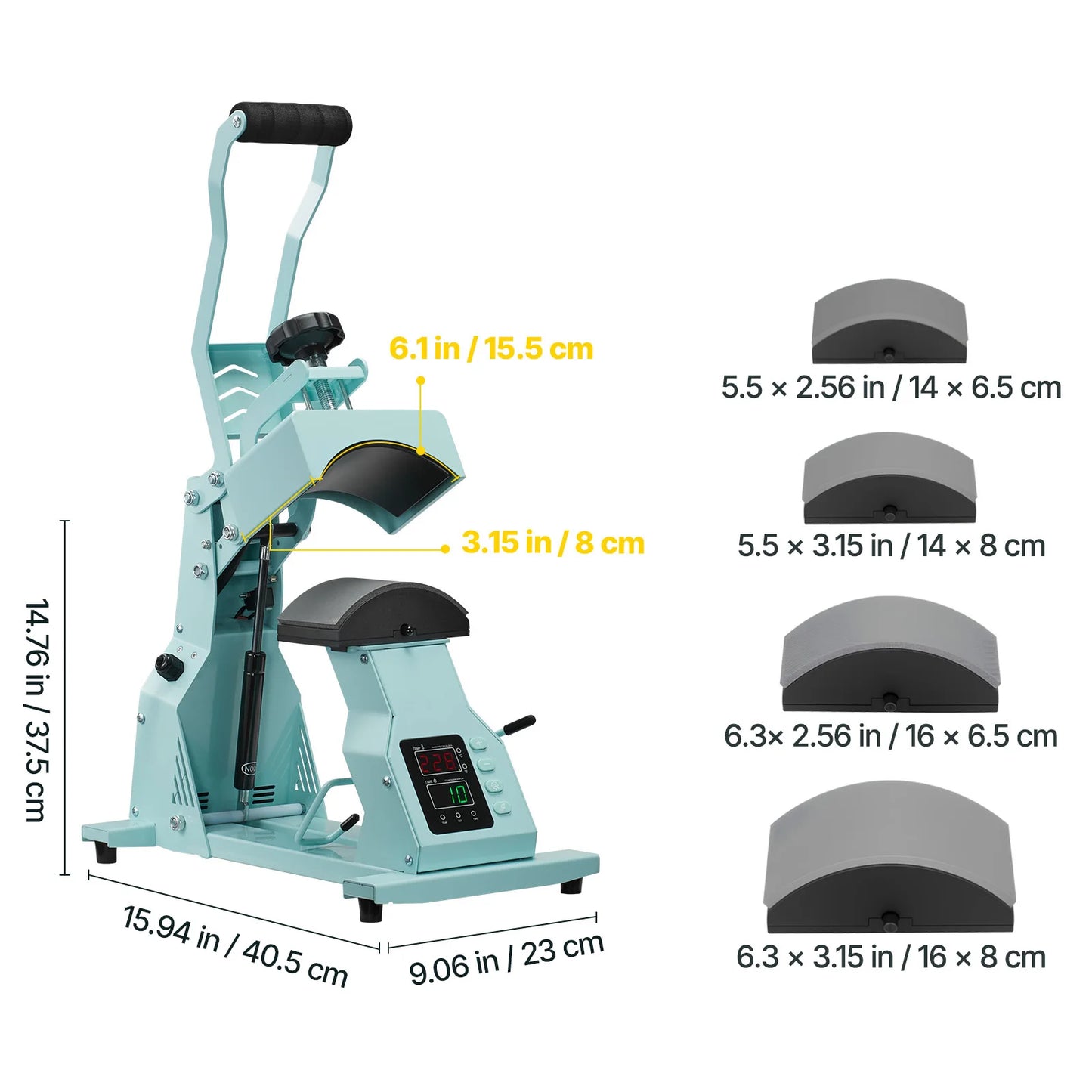 SucceBuy Hat Heat Press Machine with 2/4pcs Interchangeable Platens Precise Temperature and Time Control Hat  Heat Press