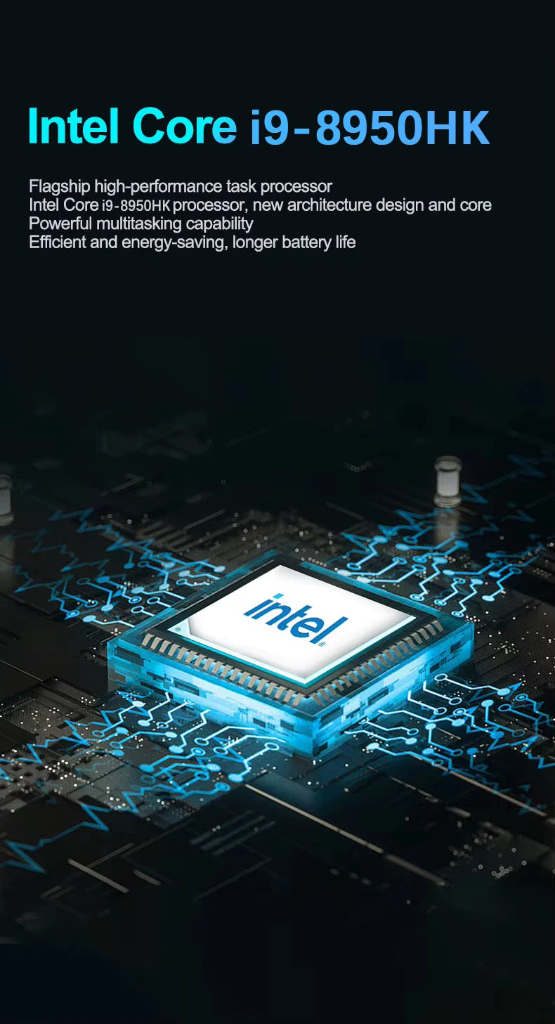 15.6 inch Potrable Laptop Computer Windows 11 Pro Intel Core i9 8950HK Gaming Laptop 16GB RAM 512GB 1/2TB SSD Notebook PC Gamer