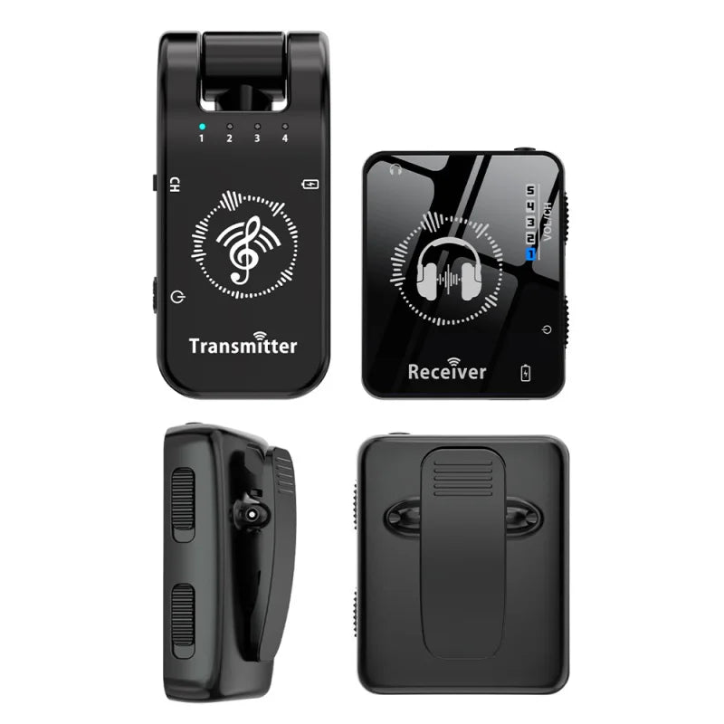 Wireless IEM System Transmitter Receiver 2.4GHz ISM Band Wireless Ear Monitor Automatic Pairing Plug Play Universal Accessories