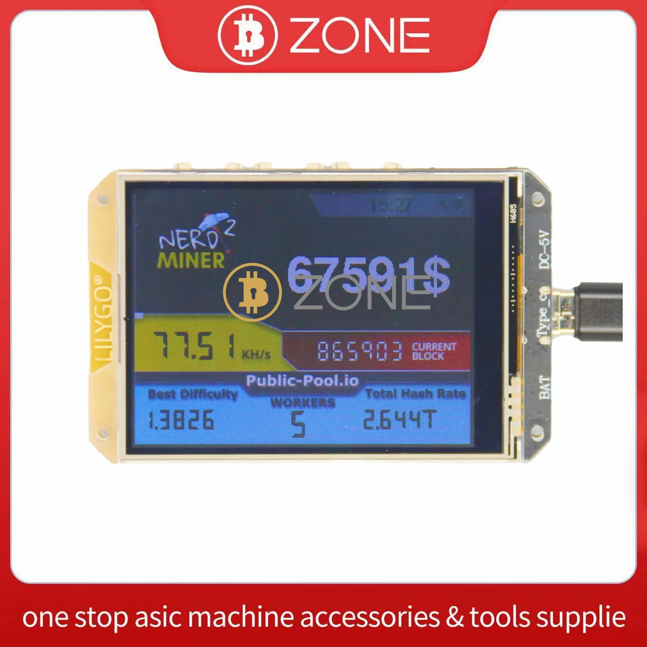 Nerd Miner V2.0 Latest Firmware 1.7.0 Hashrate 78KH/S 2024 Newest Big Display Clock Miner Bitcoin Solo Lottery Miner