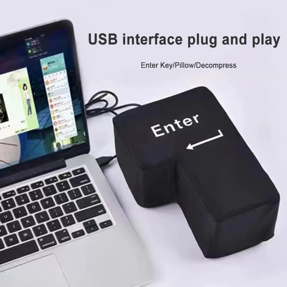 Anti-Stress Computer Huge Enter Key Big USB Keyboard Vent Button Pillow Desktop Stress Reliever Cushion USB Big Enter Key