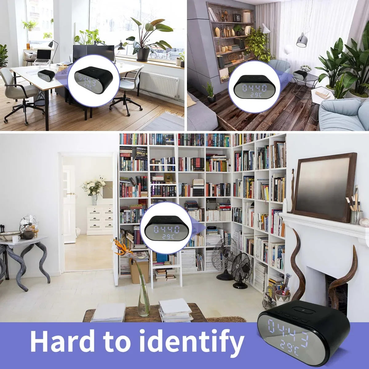 Smart 4K HD Clock Camera with WiFi, Motion Detection, App Control & Wireless Charging – Ideal for Indoor Security Monitoring