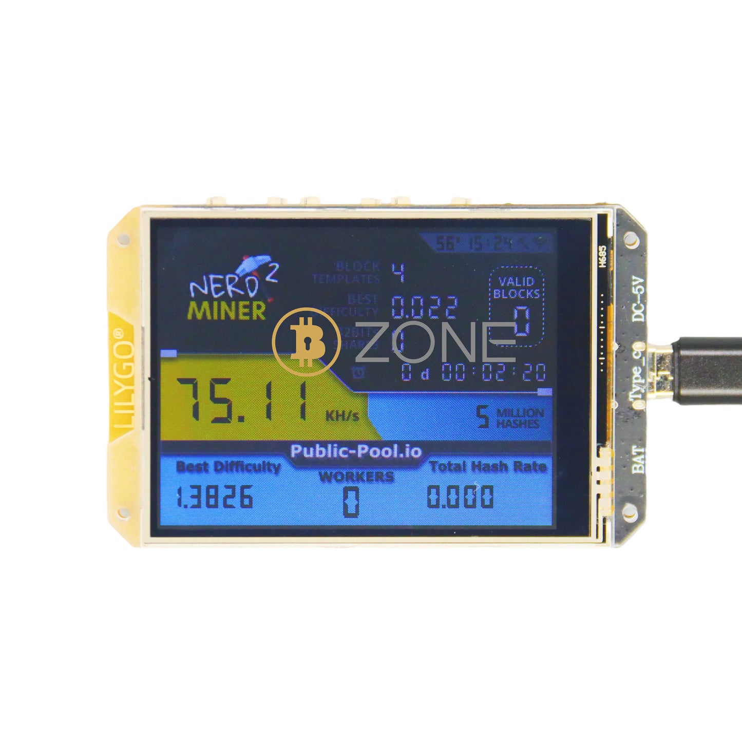 Nerd Miner V2.0 Latest Firmware 1.7.0 Hashrate 78KH/S 2024 Newest Big Display Clock Miner Bitcoin Solo Lottery Miner