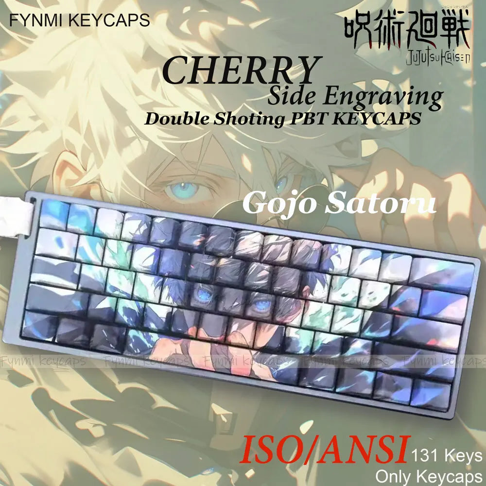 Gojo Satoru ISO/ANSI Side Engraving PBT Double Shot Keycaps Cherry Profile for Mechanical Keyboards