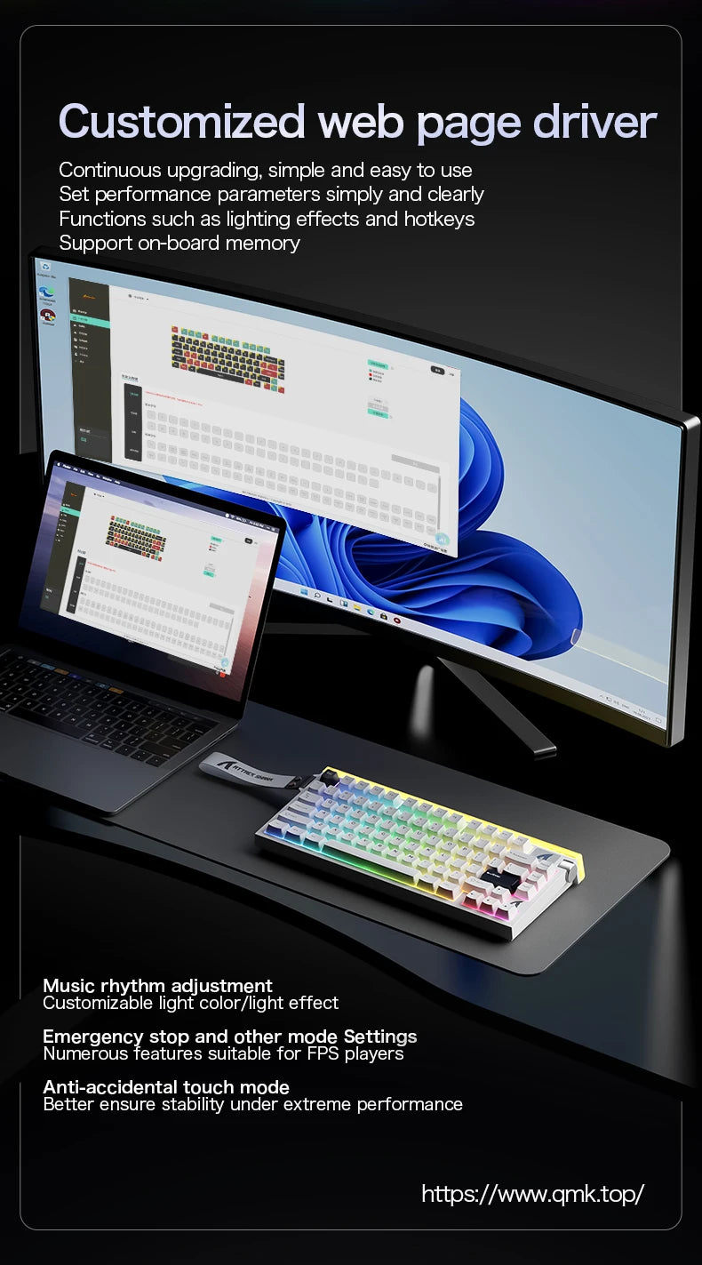 Attack Shark R85HE wired gaming keyboard 1600W RGB 8KHZ magnetic axis mechanical keyboard