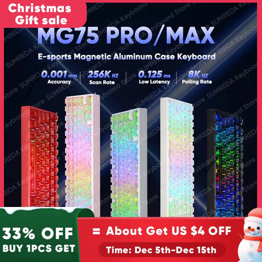 IROK MG75 PRO MG75 Max Magnetic Gaming Mechanical Keyboard RT0.001mm 8K 0.125ms Delay Aluminium RGB Hot Swap Wired Game Keyboard