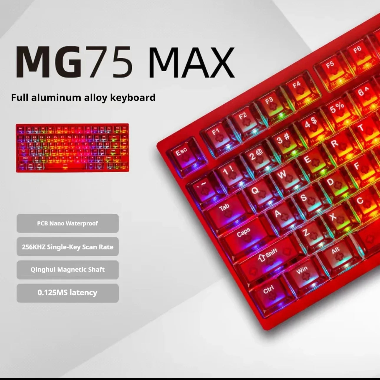 IROK MG75 PRO MG75 Max Magnetic Gaming Mechanical Keyboard RT0.001mm 8K 0.125ms Delay Aluminium RGB Hot Swap Wired Game Keyboard