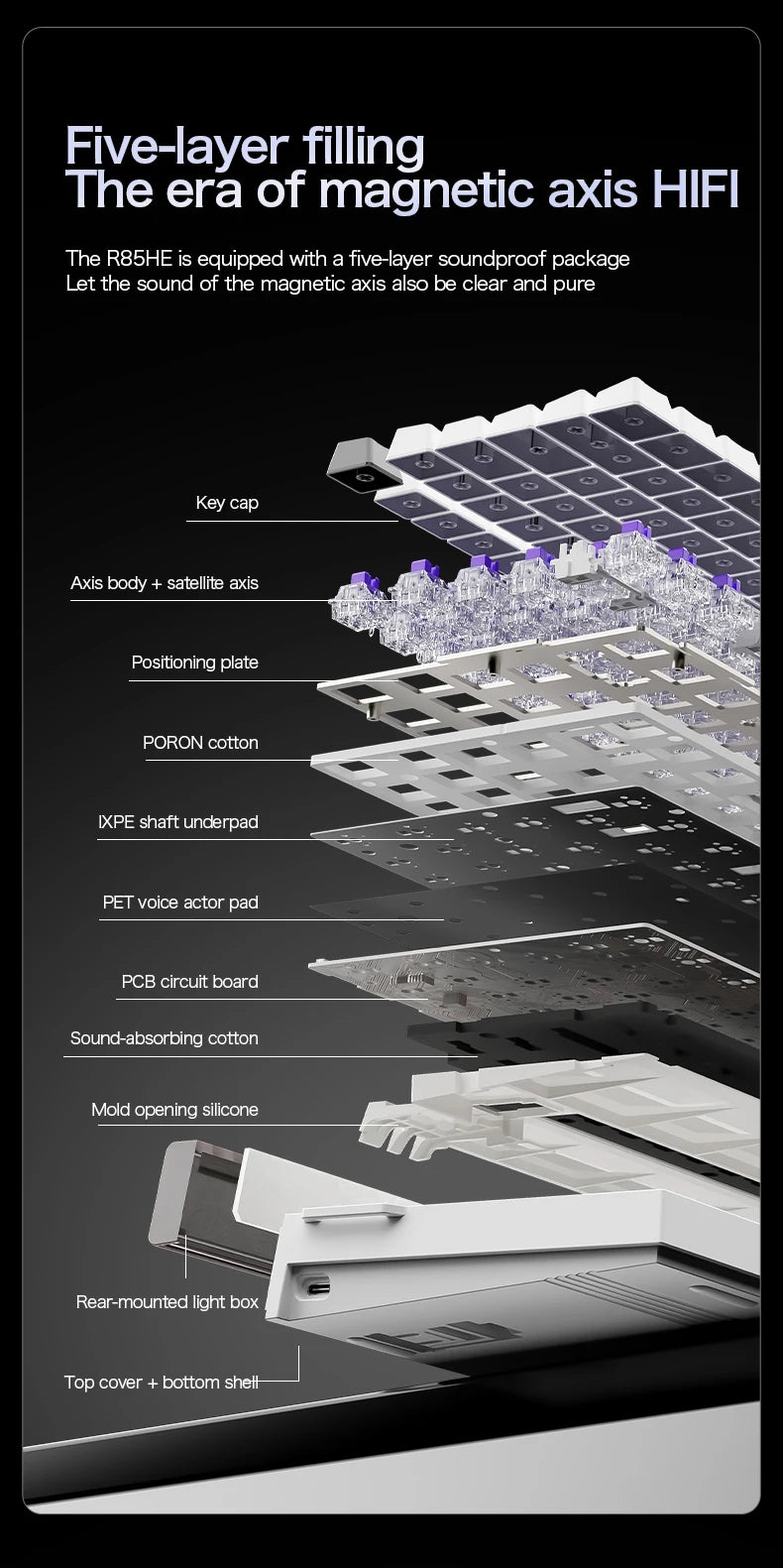 Attack Shark R85HE wired gaming keyboard 1600W RGB 8KHZ magnetic axis mechanical keyboard