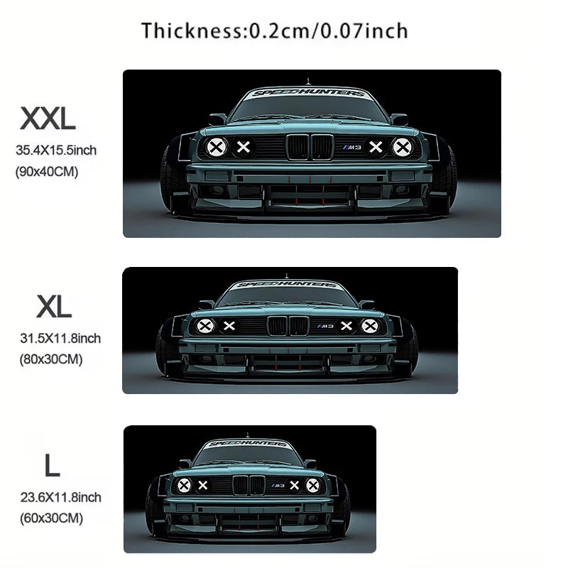 Large White Sports Car Design Gaming Mouse Pad Anti-Slip Rubber Base Extended Desk Mat for Gamer Office Use Computer Accessories