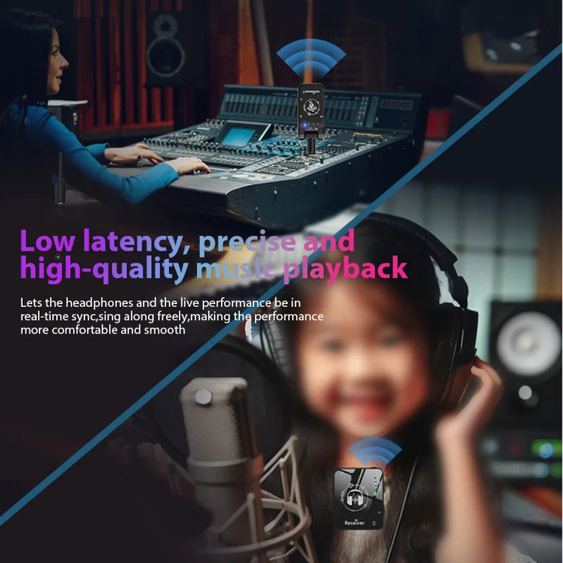 Wireless IEM System Transmitter Receiver 2.4GHz ISM Band Wireless Ear Monitor Automatic Pairing Plug Play Universal Accessories