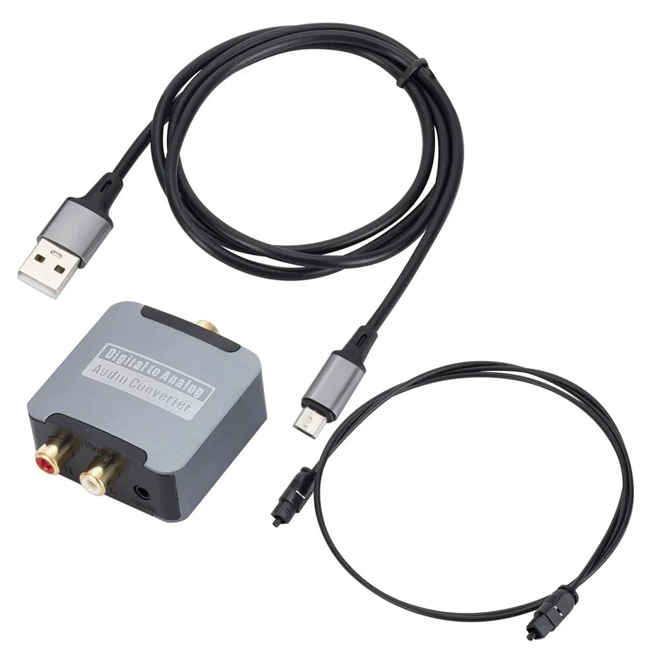 Digital to Analog Converter DAC Audio Optical Toslink SPDIF Coaxial Input to L/R RCA 3.5mm Jack Headphone Amplifier Output