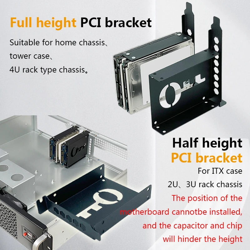 ZhenLoong PCIe/PCI Slot 2.5" Inch Hard Disk Bracket HDD to PC Case Chassis Rear Panel Cover Expansion SATA SSD Adapters Metal