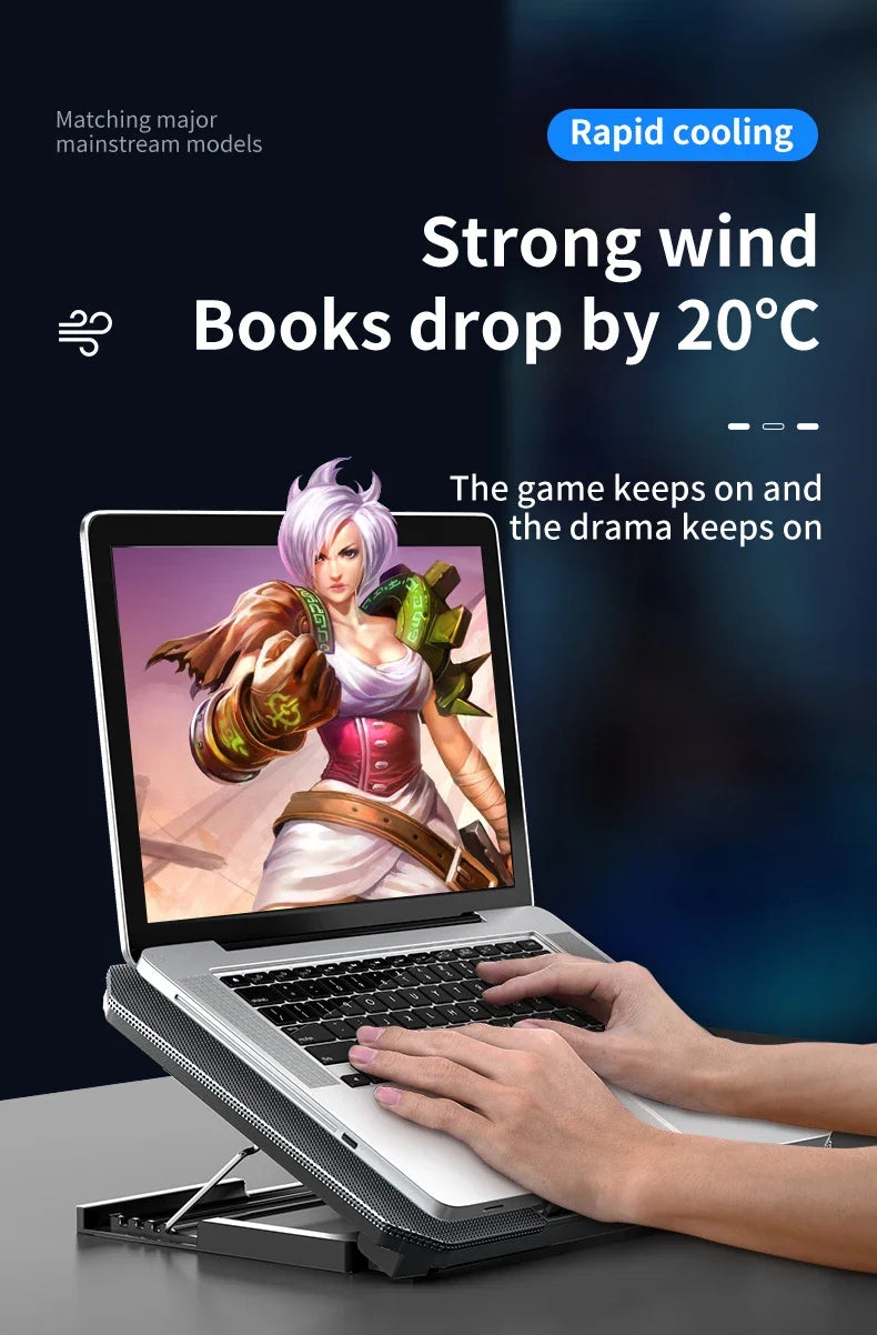 Q100 17inch Gaming Laptop Cooler Fan Led Screen Two USB Port 2600RPM Laptop Cooling Pad Notebook Stand For Laptop fan cooler